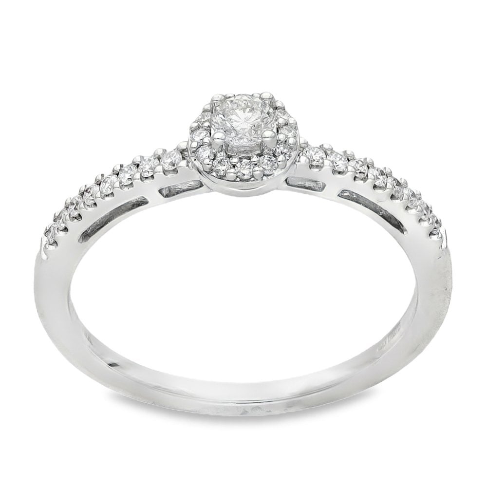 18ct White Gold Diamond Cluster Ring - Size M - 0.24ct