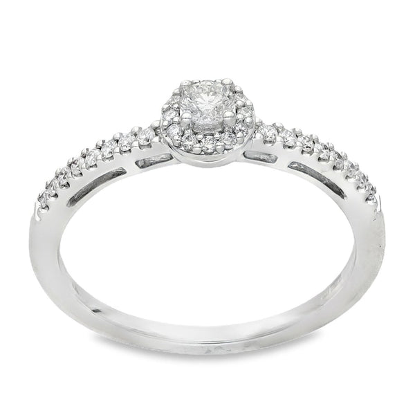18ct White Gold Diamond Cluster Ring - Size M - 0.24ct