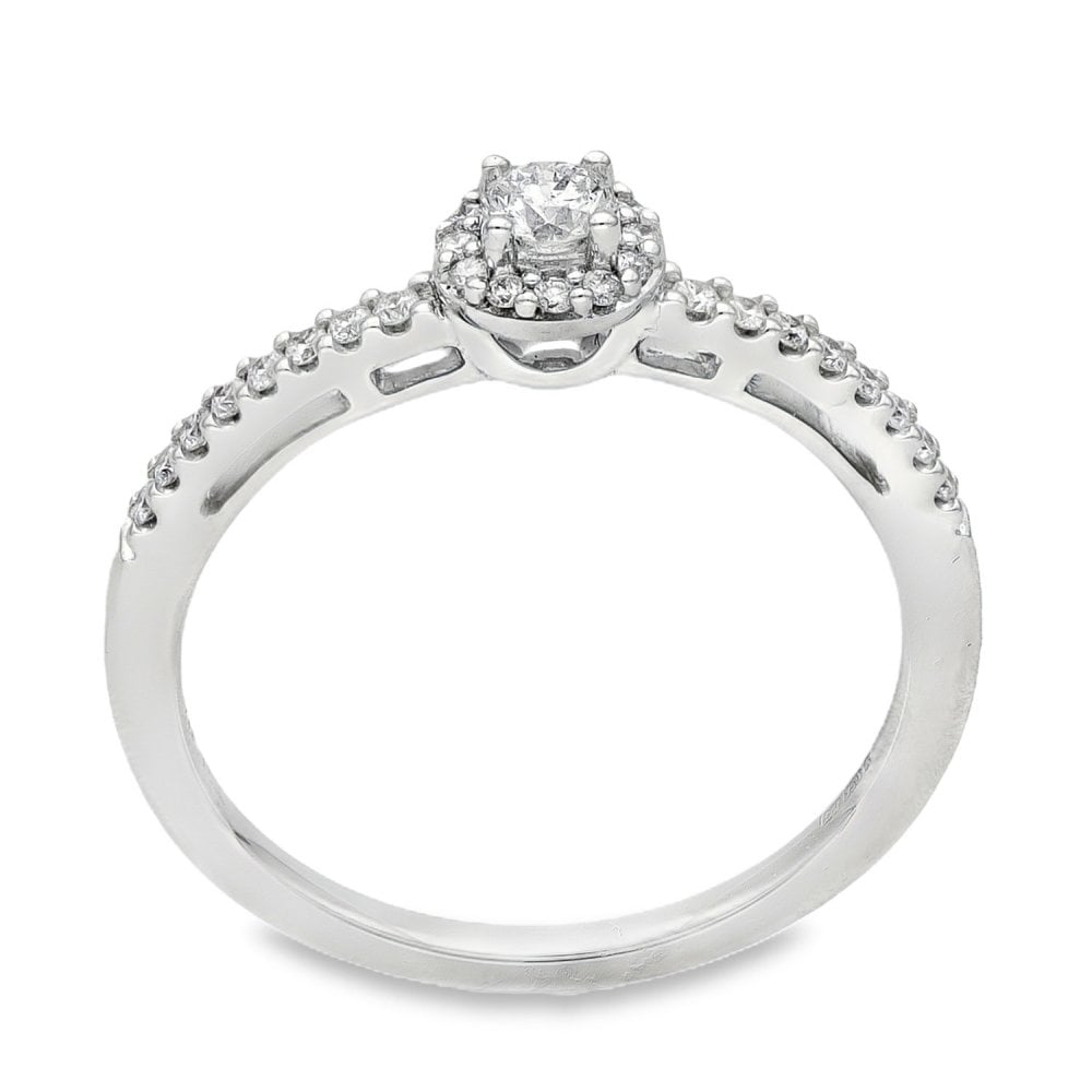 18ct White Gold Diamond Cluster Ring - Size M - 0.24ct