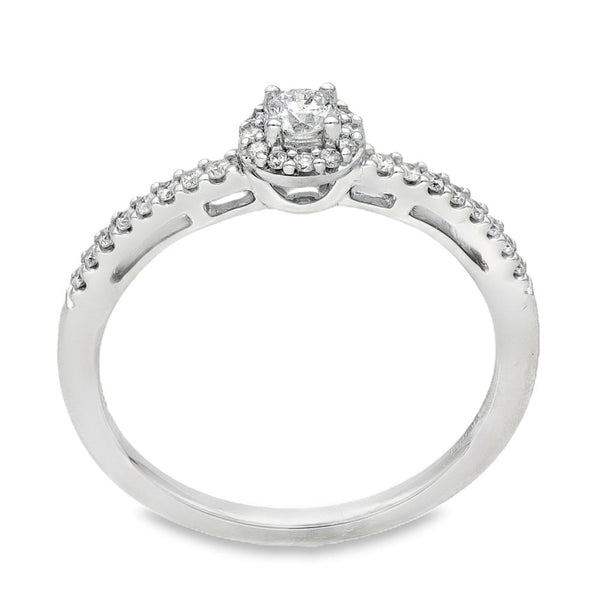18ct White Gold Diamond Cluster Ring - Size M - 0.24ct