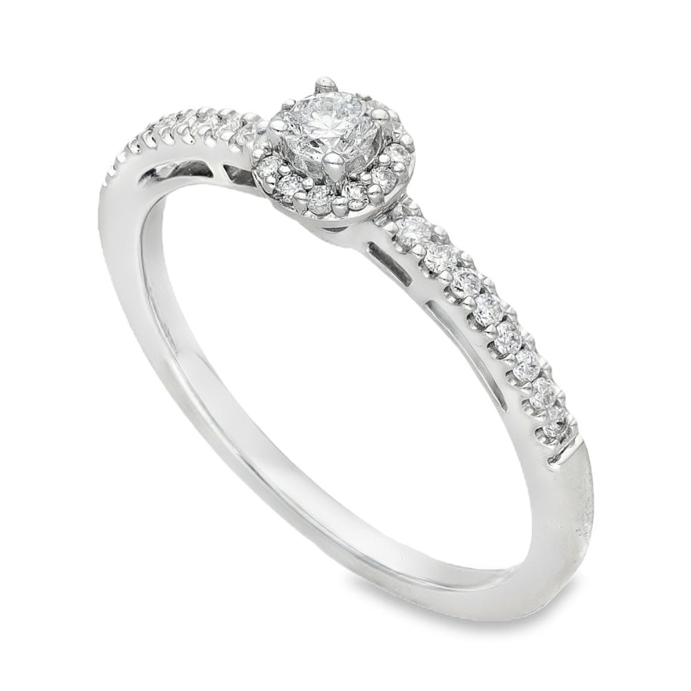 18ct White Gold Diamond Cluster Ring - Size M - 0.24ct