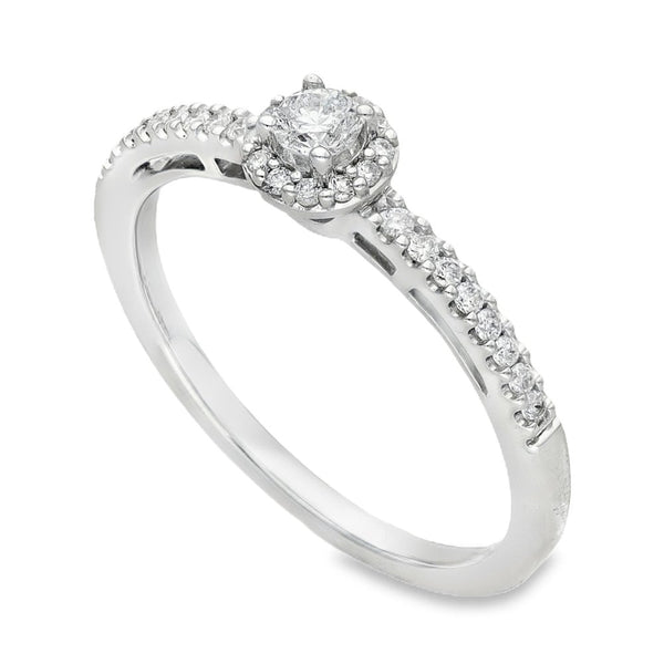 18ct White Gold Diamond Cluster Ring - Size M - 0.24ct