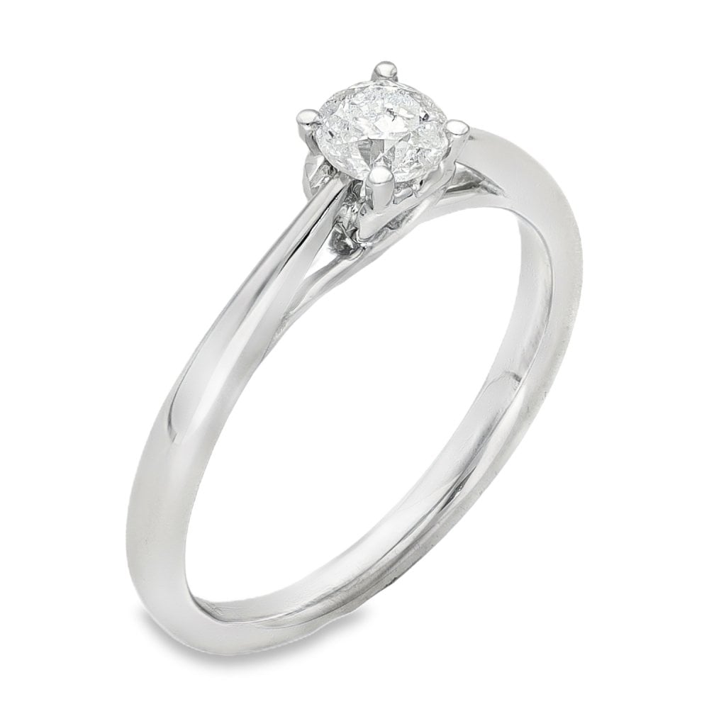 9ct White Gold Diamond Solitaire Engagement Ring -Size I -0.25ct