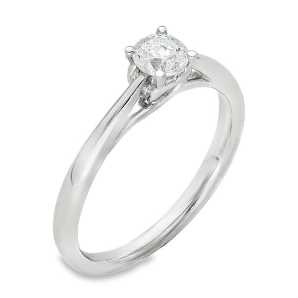 9ct White Gold Diamond Solitaire Engagement Ring -Size I -0.25ct