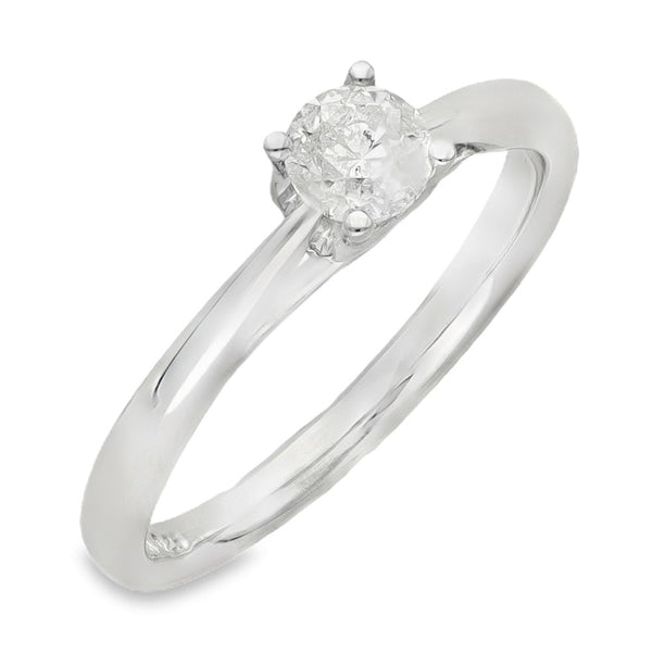 9ct White Gold Diamond Solitaire Engagement Ring -Size I -0.25ct