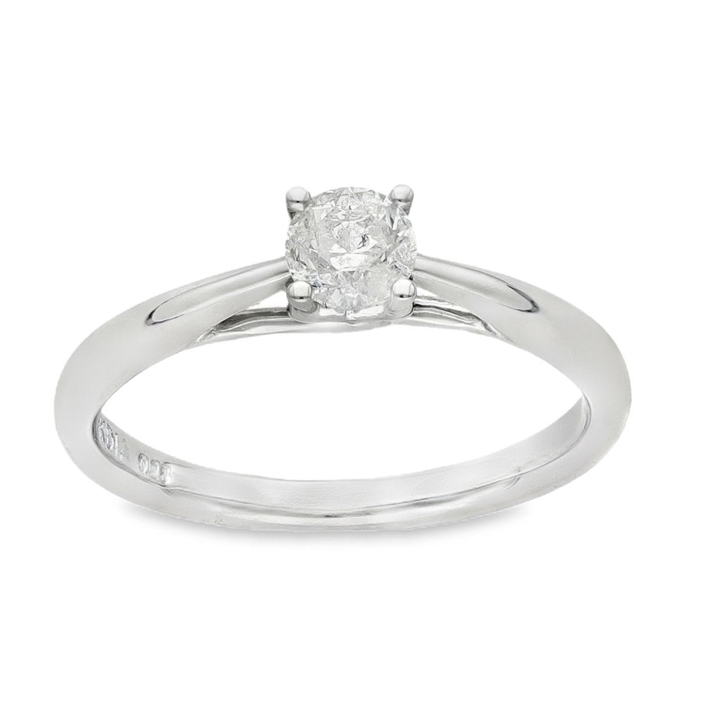 9ct White Gold Diamond Solitaire Engagement Ring -Size I -0.25ct
