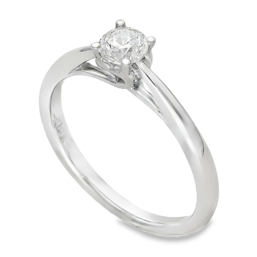 9ct White Gold Diamond Solitaire Engagement Ring -Size I -0.25ct
