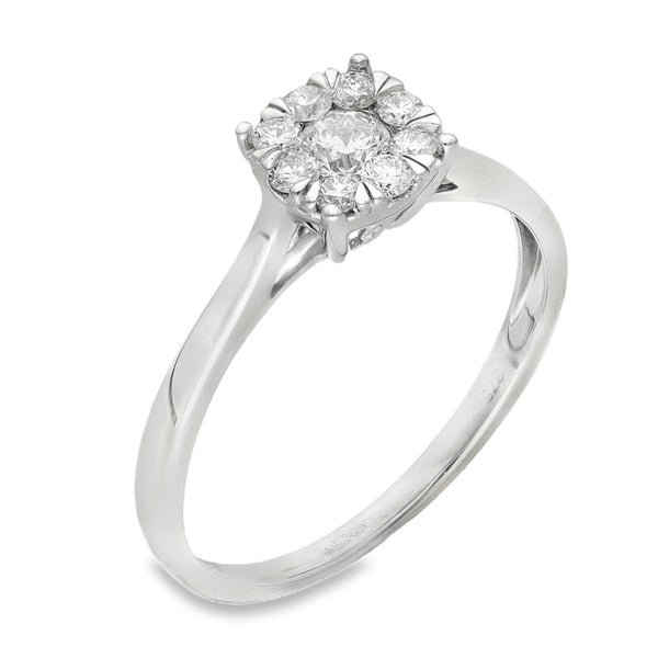 9ct White Gold Diamond Cluster Ring - Size T½ - 0.50ct