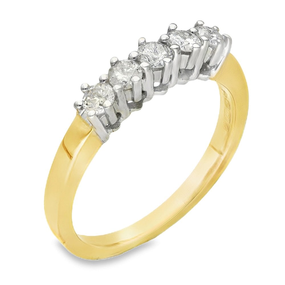 18ct Yellow Gold Diamond Half-Eternity Ring - Size P - 0.50ct