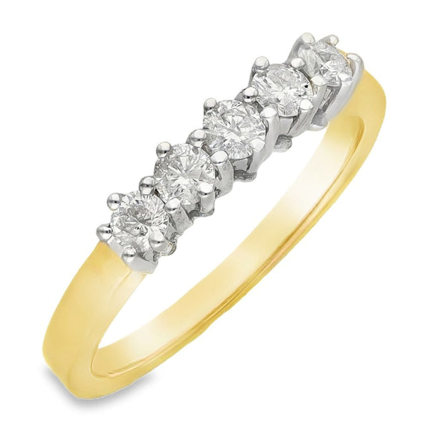 18ct Yellow Gold Diamond Half-Eternity Ring - Size P - 0.50ct