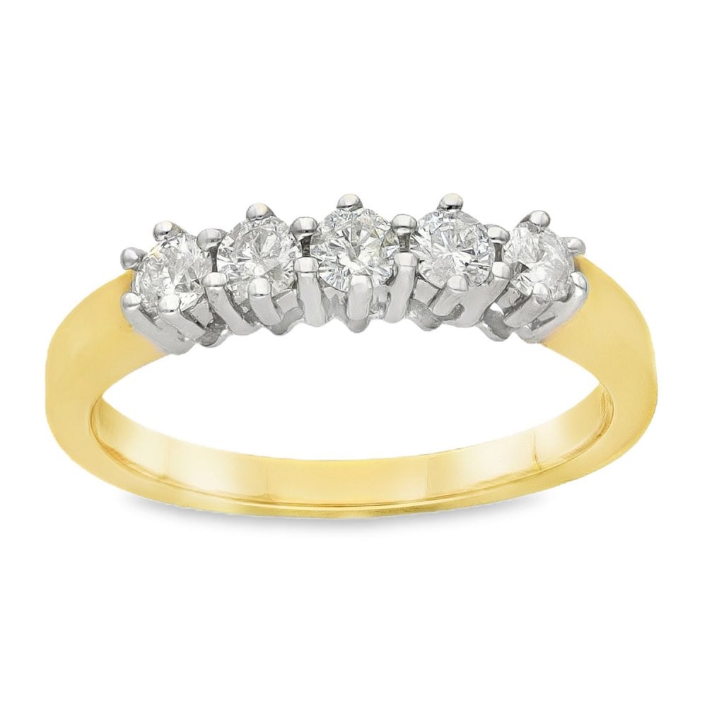 18ct Yellow Gold Diamond Half-Eternity Ring - Size P - 0.50ct
