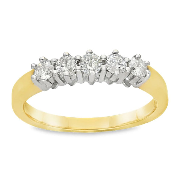 18ct Yellow Gold Diamond Half-Eternity Ring - Size P - 0.50ct
