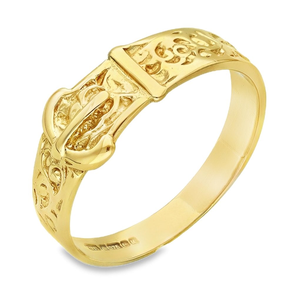 9ct Yellow Gold Buckle Ring - Size M - 7mm