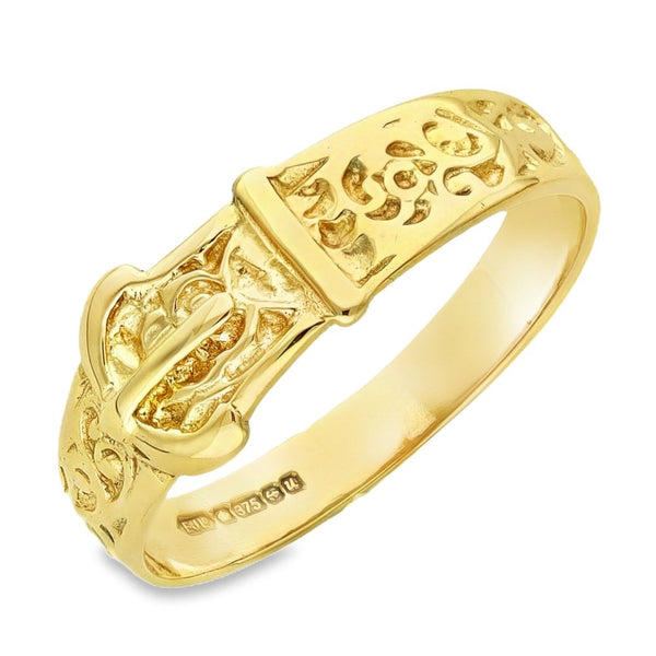 9ct Yellow Gold Buckle Ring - Size M - 7mm