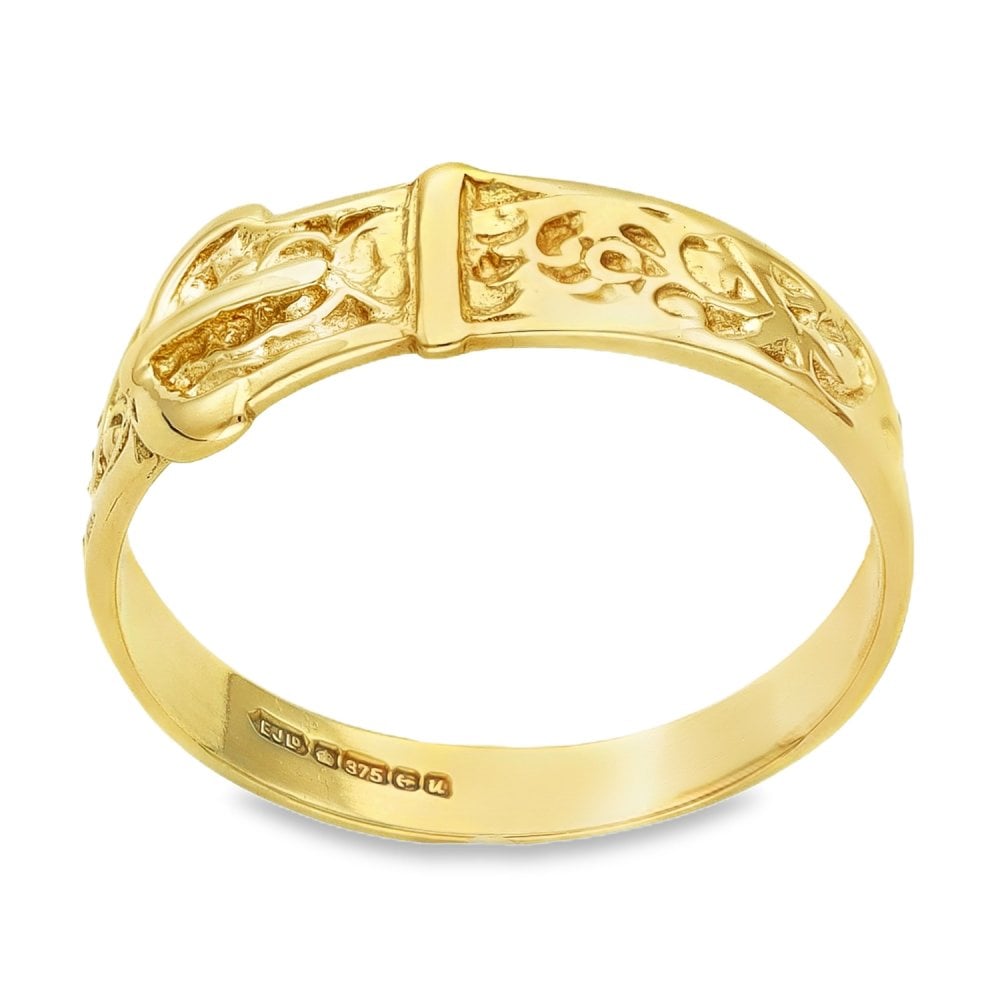 9ct Yellow Gold Buckle Ring - Size M - 7mm