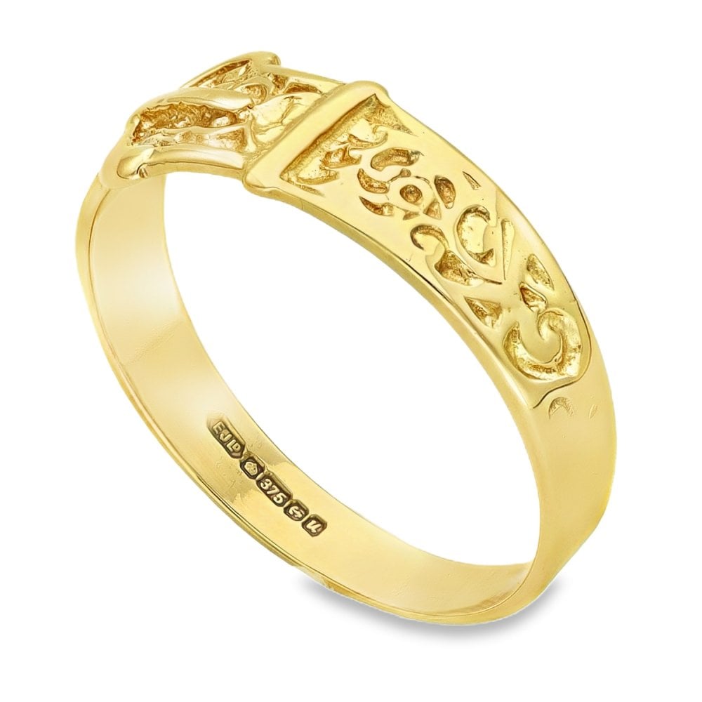 9ct Yellow Gold Buckle Ring - Size M - 7mm