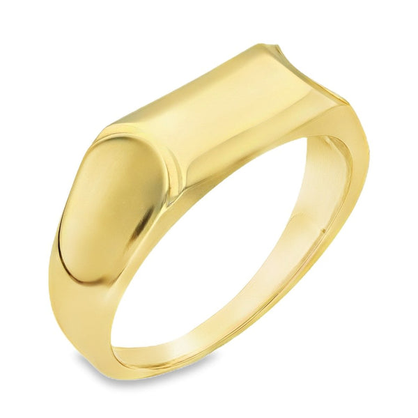 9ct Yellow Gold Rectangular Domed Signet Ring - Size Z - 8mm