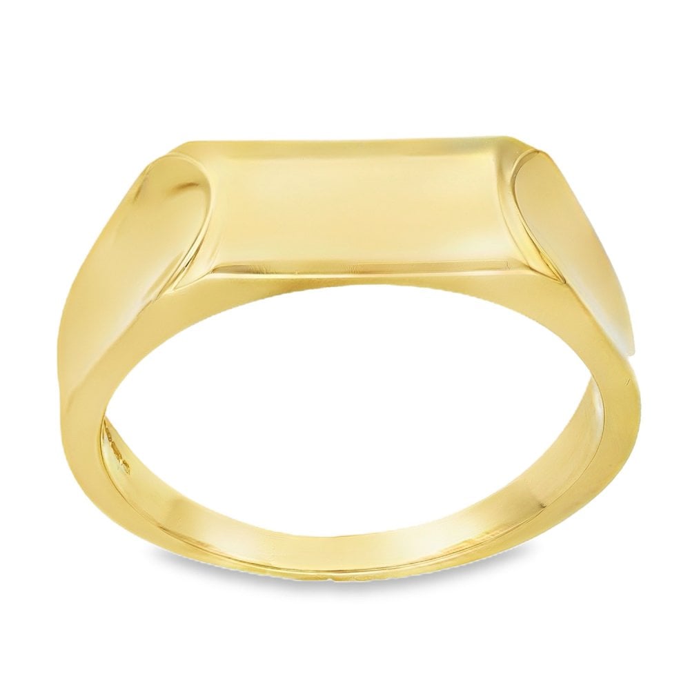 9ct Yellow Gold Rectangular Domed Signet Ring - Size Z - 8mm