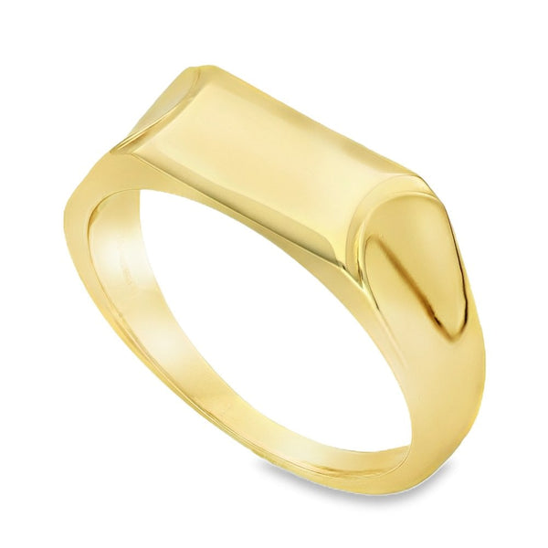 9ct Yellow Gold Rectangular Domed Signet Ring - Size Z - 8mm