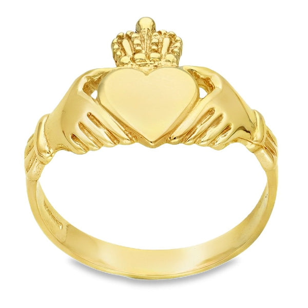 9ct Yellow Gold Claddagh Ring - Size S½ - 14mm