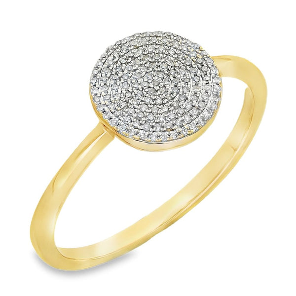 9ct Yellow Gold Round Pavé Diamond Ring - Size P - 0.32ct