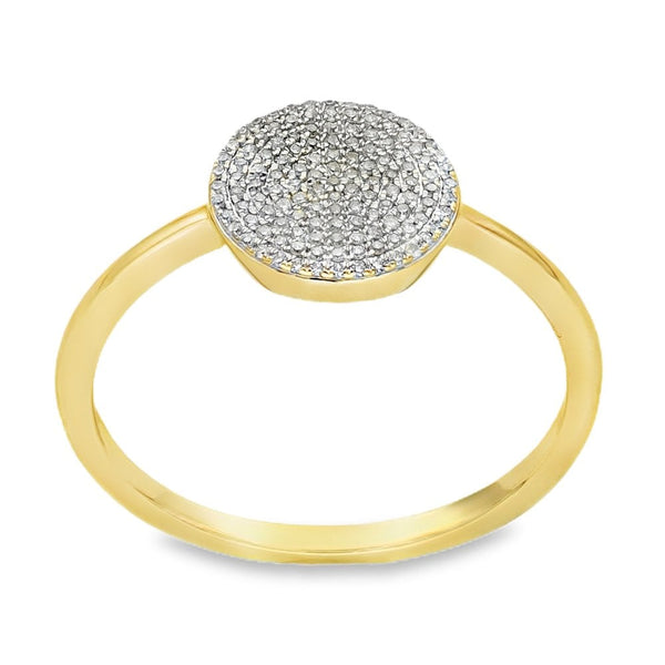 9ct Yellow Gold Round Pavé Diamond Ring - Size P - 0.32ct