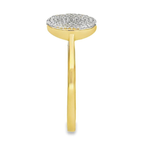 9ct Yellow Gold Round Pavé Diamond Ring - Size P - 0.32ct