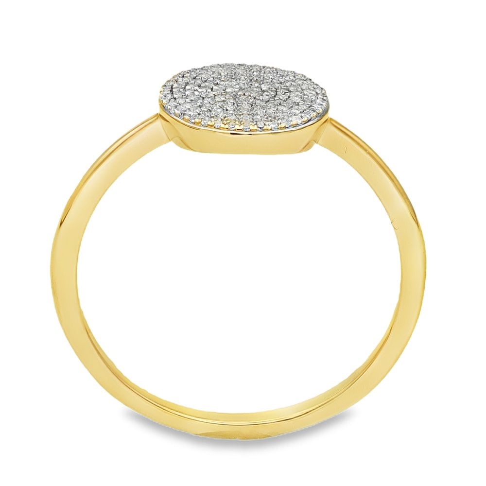 9ct Yellow Gold Round Pavé Diamond Ring - Size P - 0.32ct