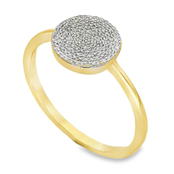 9ct Yellow Gold Round Pavé Diamond Ring - Size P - 0.32ct