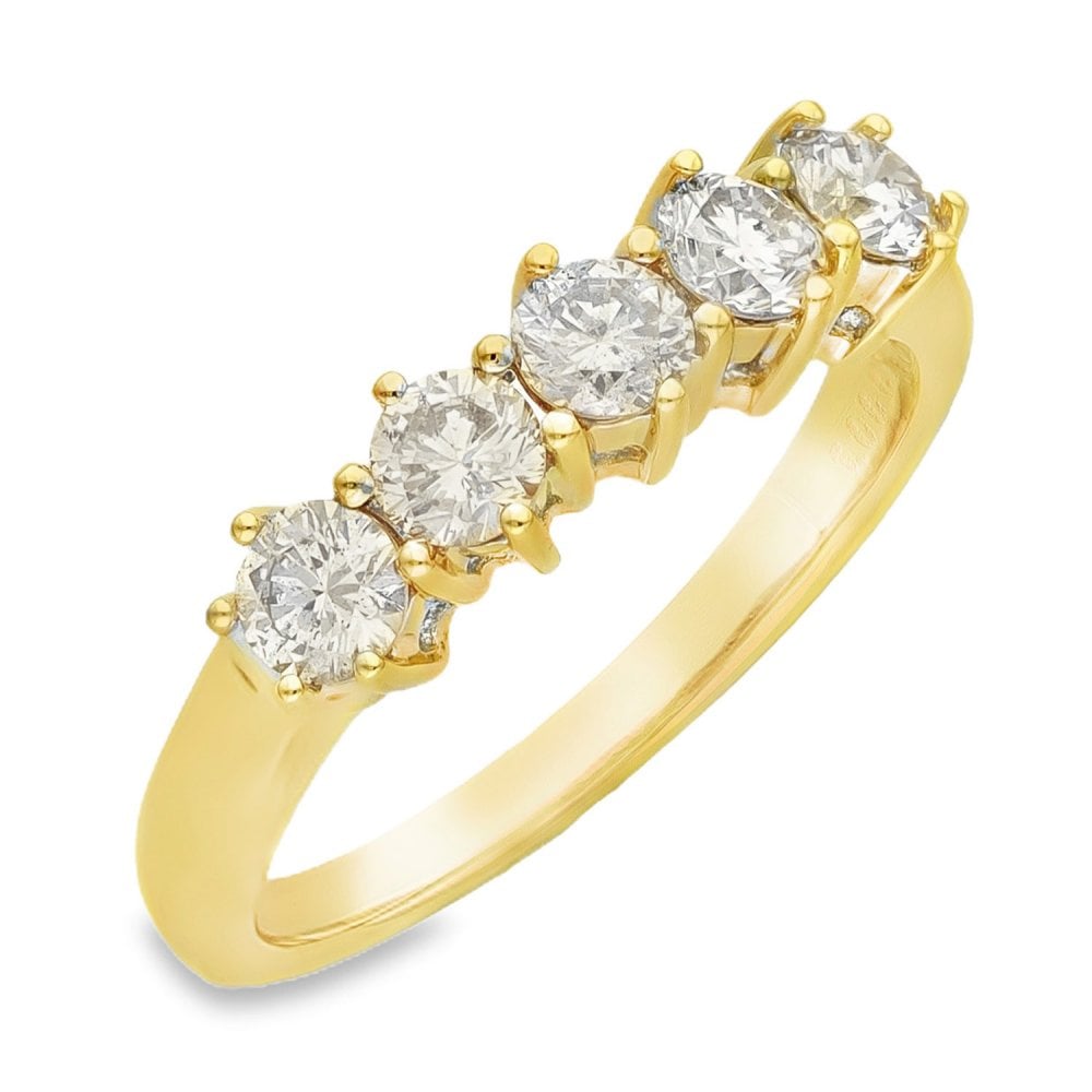 18ct Yellow Gold Diamond Half-Eternity Ring - Size P - 1.00ct