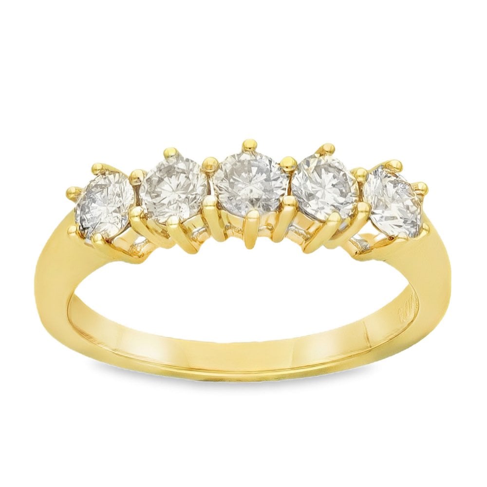 18ct Yellow Gold Diamond Half-Eternity Ring - Size P - 1.00ct