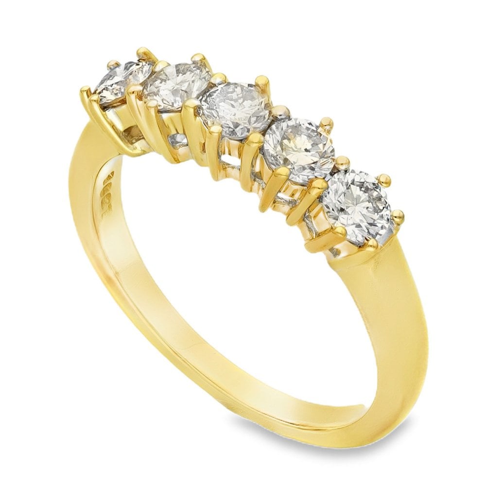 18ct Yellow Gold Diamond Half-Eternity Ring - Size P - 1.00ct
