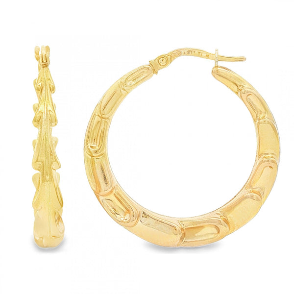 9ct Yellow Gold Graduated Overlapping Hoop Earrings - 3.0g