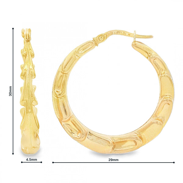 9ct Yellow Gold Graduated Overlapping Hoop Earrings - 3.0g