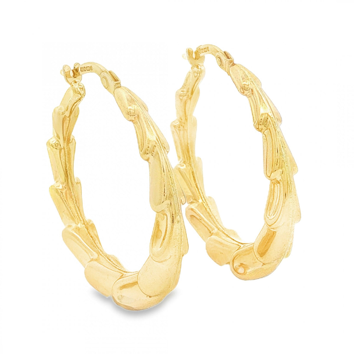 9ct Yellow Gold Graduated Overlapping Hoop Earrings - 3.0g