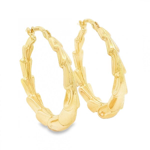 9ct Yellow Gold Graduated Overlapping Hoop Earrings - 3.0g