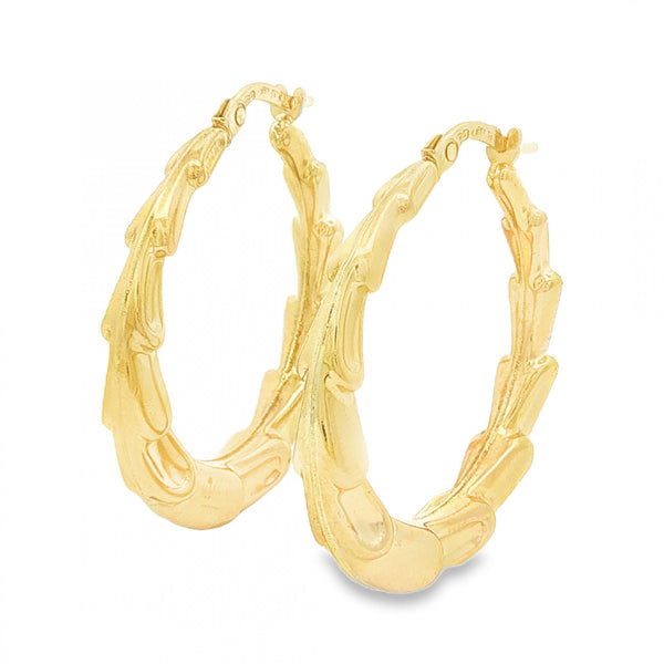 9ct Yellow Gold Graduated Overlapping Hoop Earrings - 3.0g
