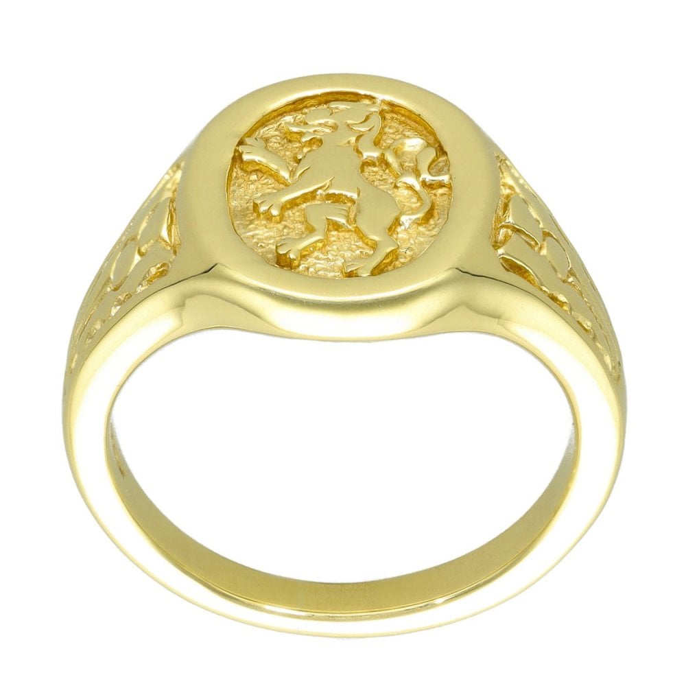 9ct Yellow Gold Lion Signet Ring - Size U - 17mm