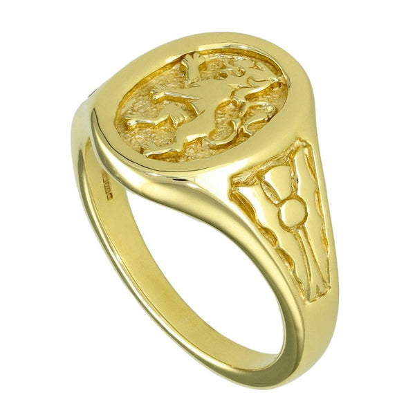 9ct Yellow Gold Lion Signet Ring - Size U - 17mm