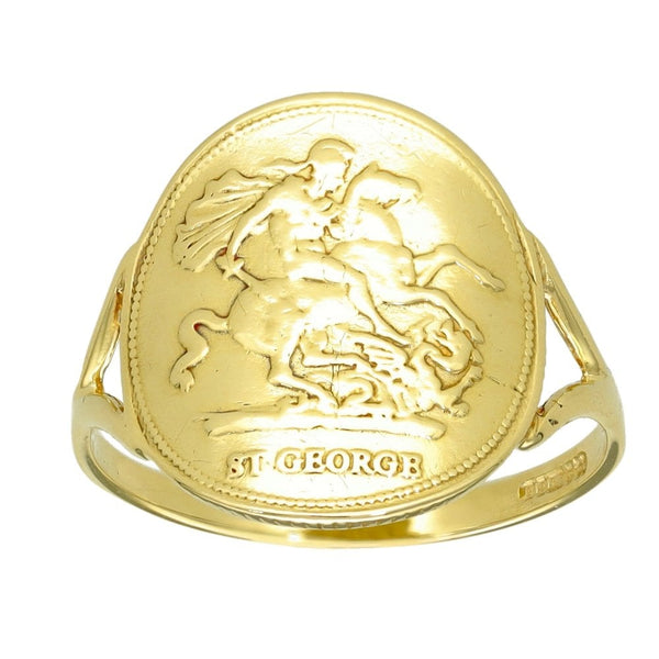 9ct Yellow Gold St. George Ring - Size P - 16mm