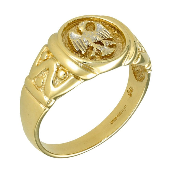 9ct Yellow & White Gold Eagle Signet Ring - Size U - 12mm
