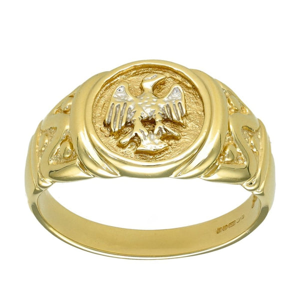 9ct Yellow & White Gold Eagle Signet Ring - Size U - 12mm