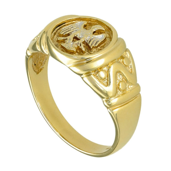 9ct Yellow & White Gold Eagle Signet Ring - Size U - 12mm
