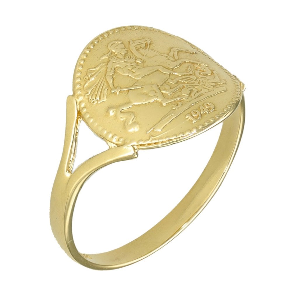 9ct Yellow Gold St. George Ring - Size M - 12mm