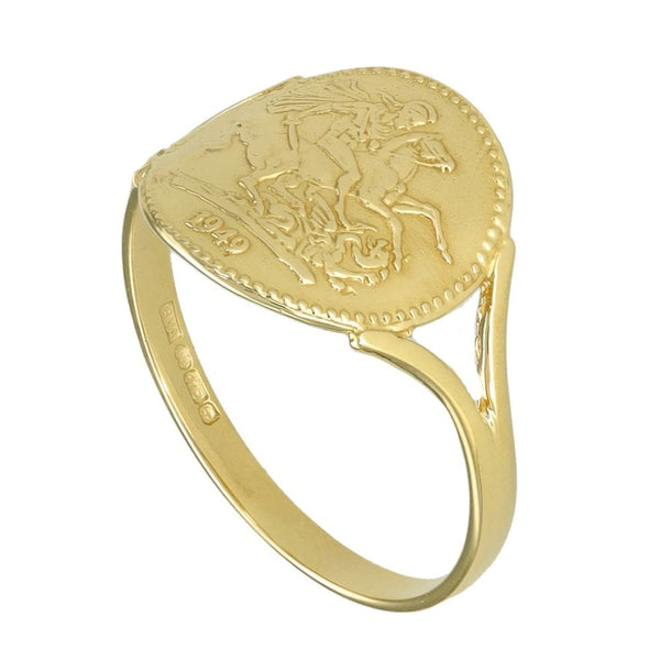 9ct Yellow Gold St. George Ring - Size M - 12mm