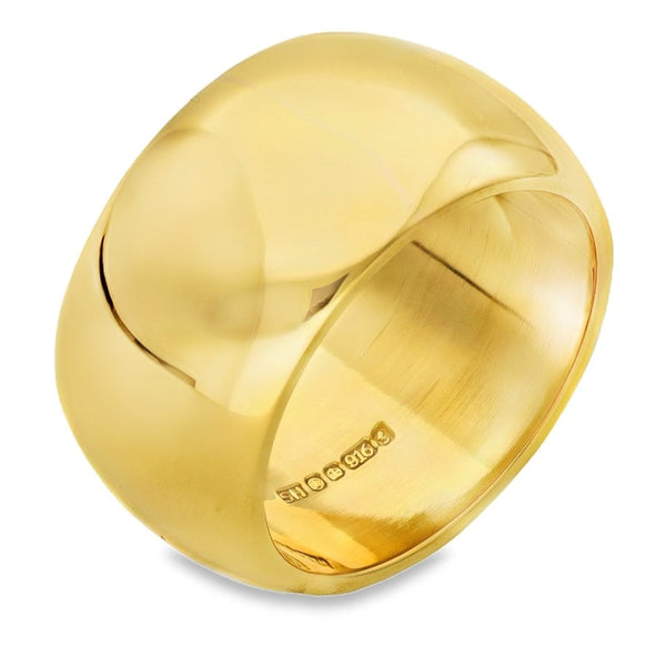 22ct Yellow Gold Heavy D-Shape Wedding Band - Size O - 12mm
