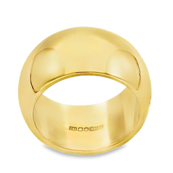 22ct Yellow Gold Heavy D-Shape Wedding Band - Size O - 12mm