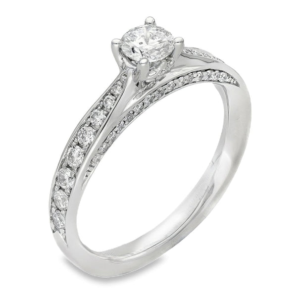 18ct White Gold Diamond Engagement Ring - Size K½ - 0.75ct