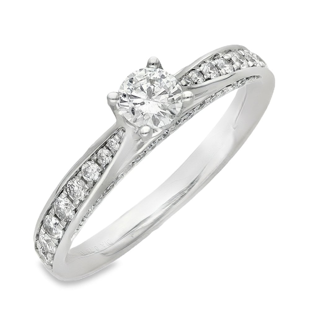 18ct White Gold Diamond Engagement Ring - Size K½ - 0.75ct