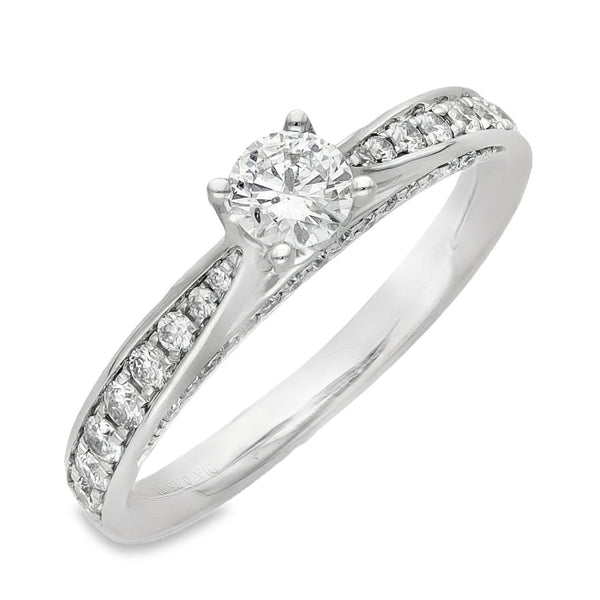 18ct White Gold Diamond Engagement Ring - Size K½ - 0.75ct